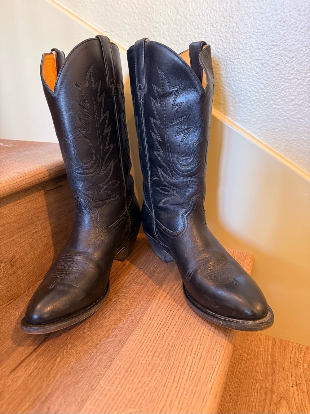 Durango Black Leather Cowboy Boots, women’s size 10